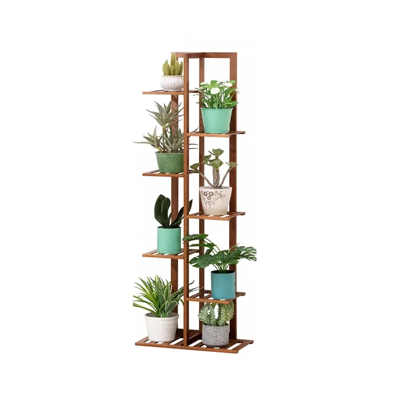 Stairs Balcony Plant Shelves Straight Indoor Bamboo Japandi Corner Modern Square Narrow Plant Stand Window Watering Decoration