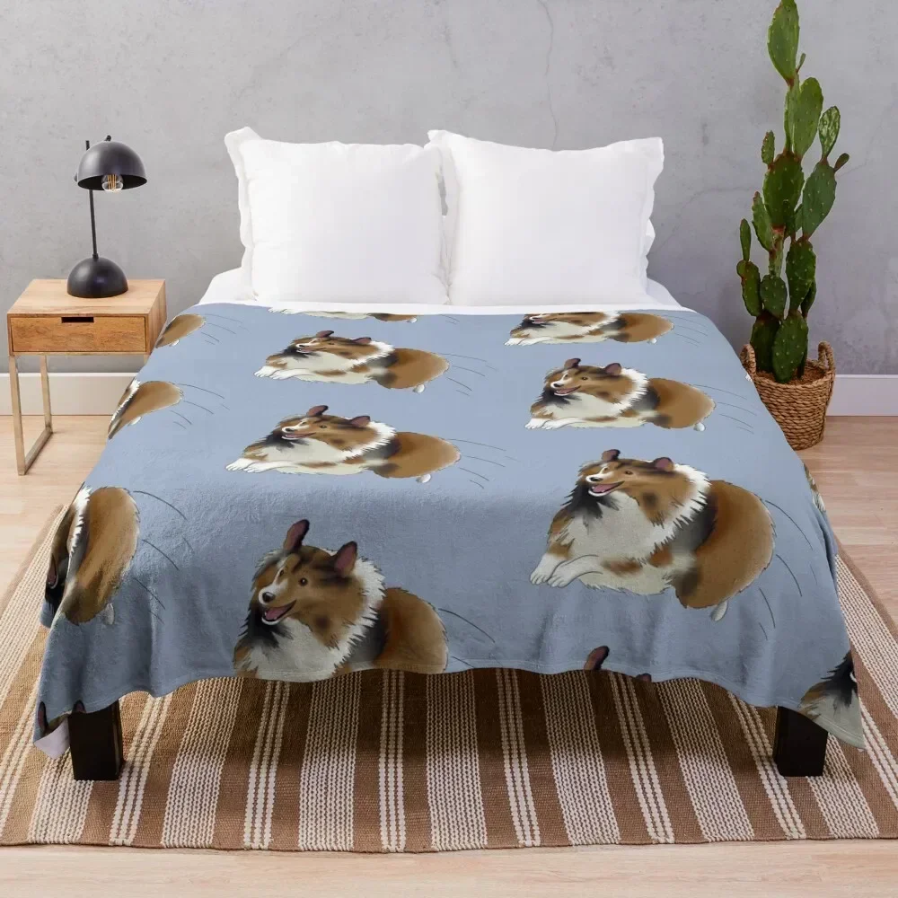 Cute Sheltie Jumpling, Shetland Sheepdog Throw Blanket warm winter Comforter Blankets