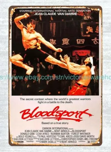 Pub Shop Prints - Póster de la película Van Damme Bloodsport de 1988, cartel de metal y aluminio