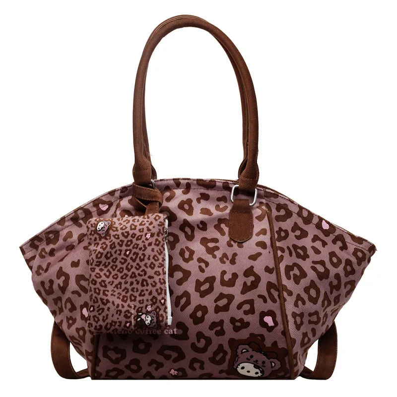 

Kawaii Hello Kitty Dumpling Bag Korean Fashion Striped Canvas Shoulder Crossbody Bags Large Capacity Tote Bag For Women Girls