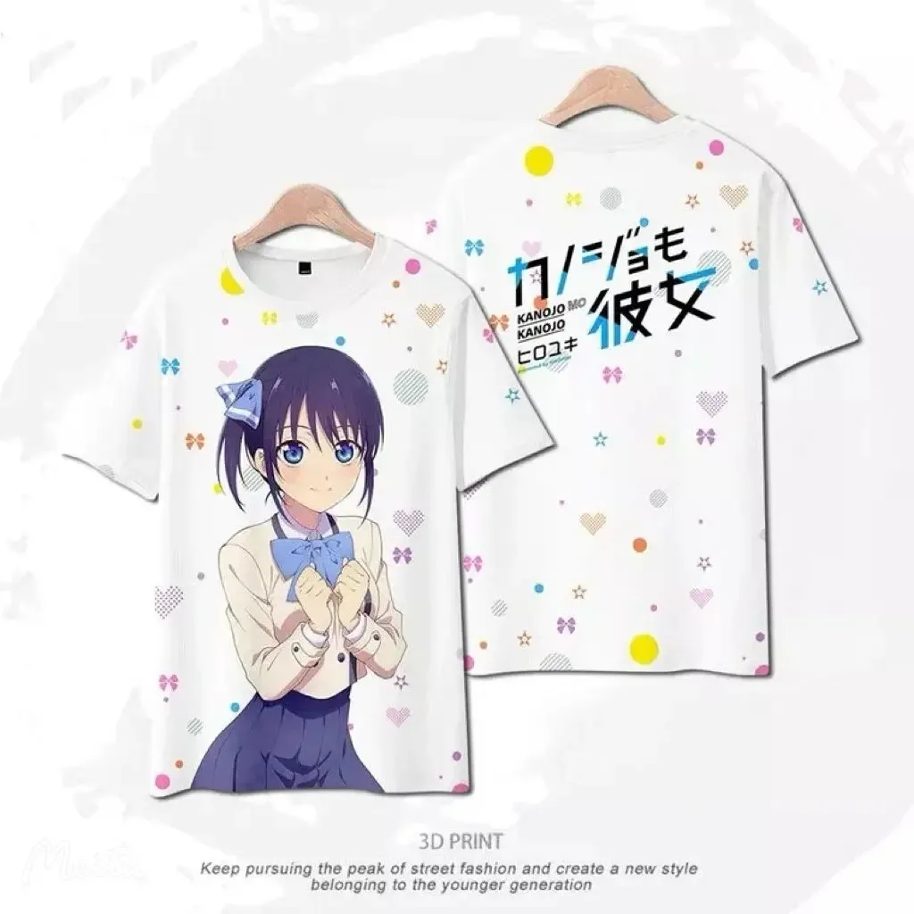 Kanojo Mo Kanojo 3d Impressão Camiseta Verão Moda Em Torno Do Pescoço Manga Curta Populaire Anime Japonês Streetwear Plus Size