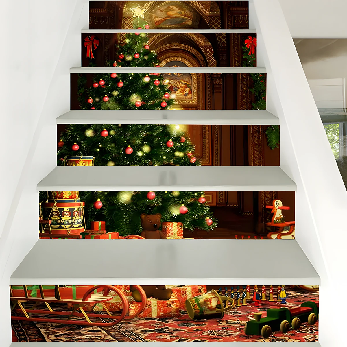 Christmas Staircase Decoration Wall Sticker Marry Christmas Party Decoration For Home 2024 Navidad Natal Noel Happy Newyear 2025