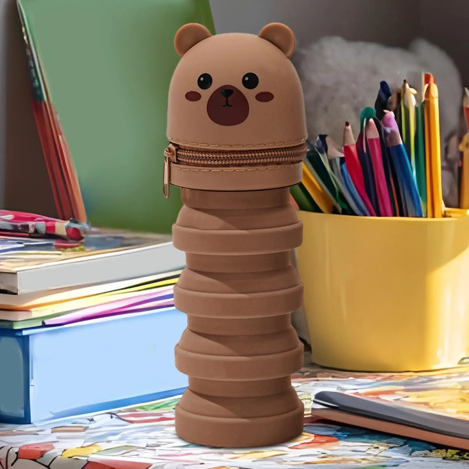 Pen Holder For Desk Telescopic Pencil Bag Pen Holder Retractable Silicone Storage Organizer For Home Dorm School Classroom Teens