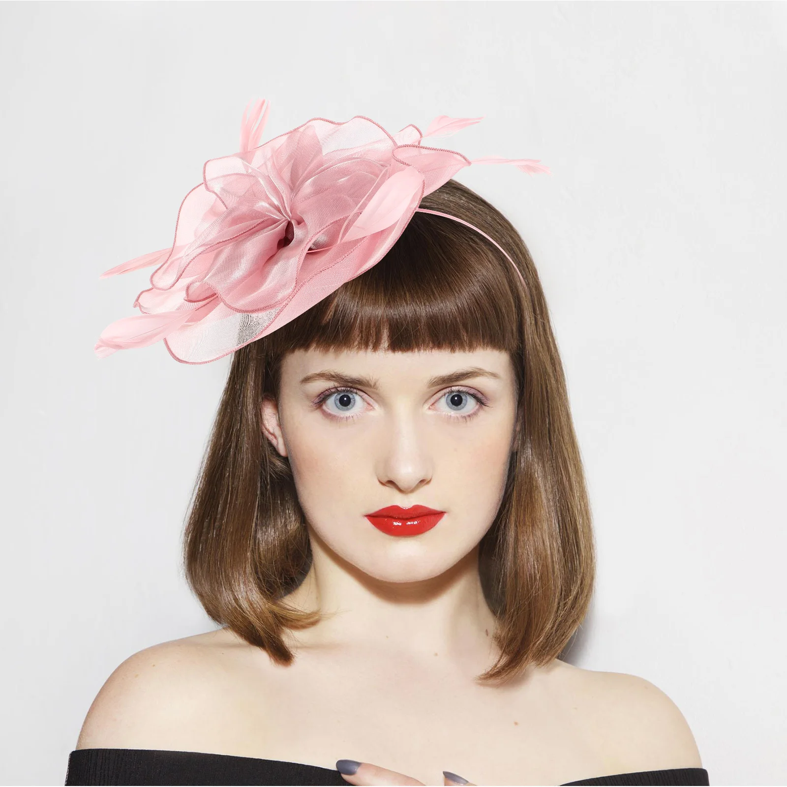 

Plume Headpiece European Style Net Tulle Hair Ornament For Women Fascinator Hat Carnival Party Accessory Retro Flower Clip