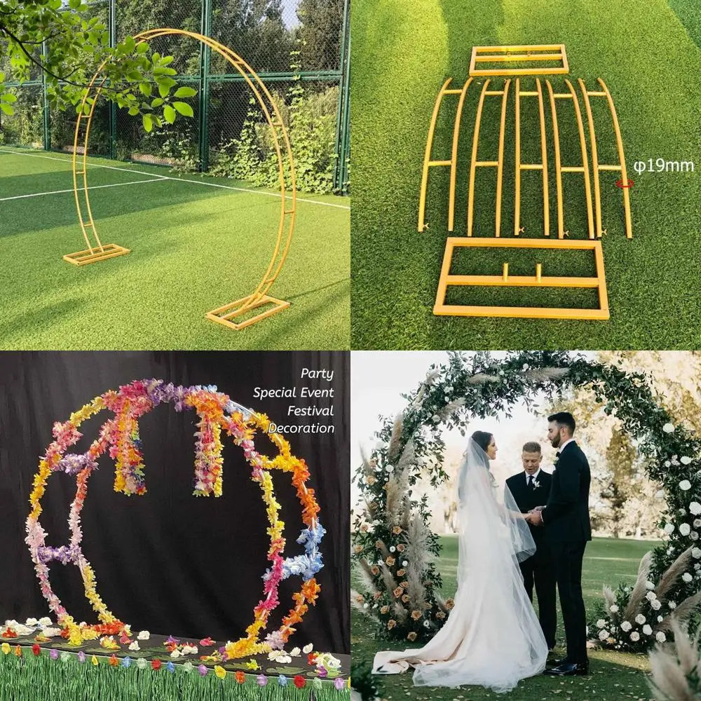

Sturdy Metal Wedding Arch with Round Rose Garden Design, Rust-Resistant, Party Decoration, 2x2.40m, 2.6x