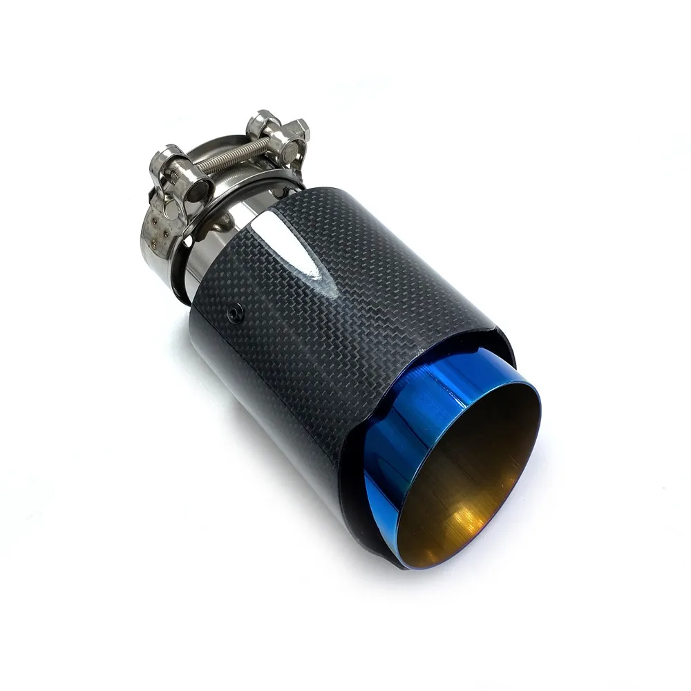 Tubo de escape individual para coche, silenciador de carbono liso y brillante, color azul, para BMW Benz, Audi, Porsche, CX-4, E71, E46, E60, E90, 1