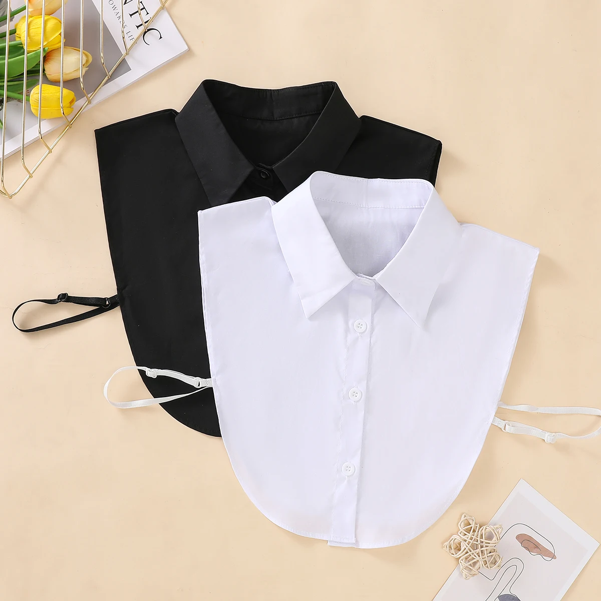 Women\'s Fashion Cotton Fake Collar, Simple Half Shirt Style Fake Collar, Versatile and Convenient Detachable Collar