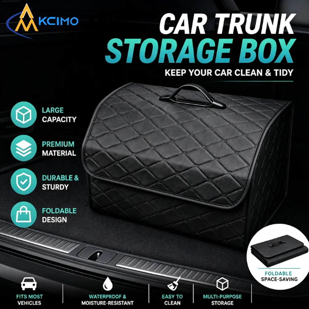 1pc Foldable Trunk Storage Organizer Large‑Capacity Storage Box Keep Boot Tidy For Tools Groceries Car Interior Parts