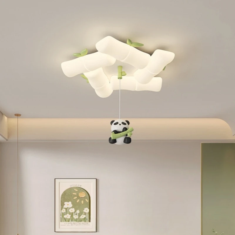 Modern Panda LED Ceiling Lights For Children's Room Baby Boy Girl Bedroom Lustre Indoor Home Decoration Creative Chandelier Lamp