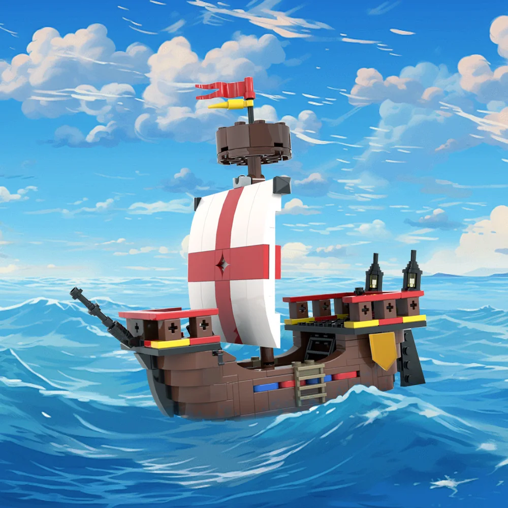 MOC Military Boats Model Building Blocks Medieval Vikinged Ship Ocean Adventure Pirate Ship Assembled Brick Toy Children's Gift