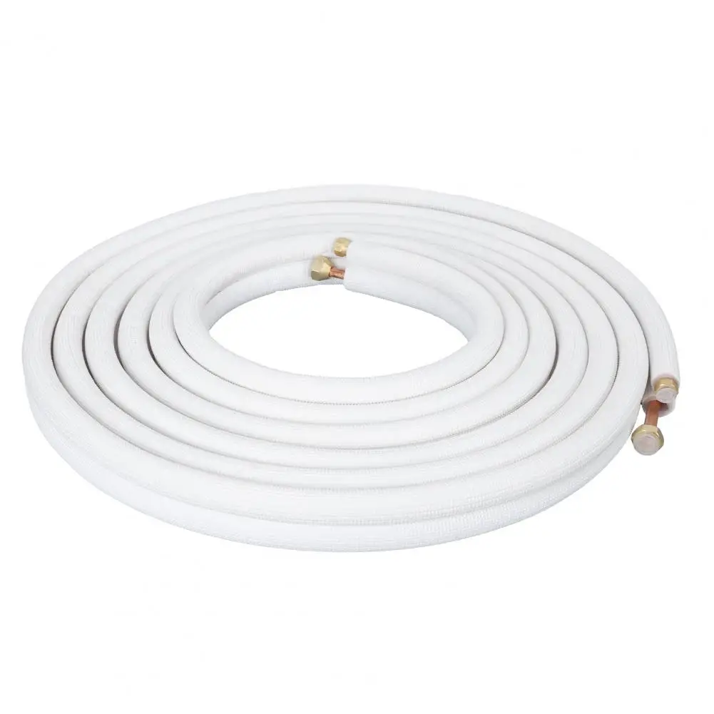 25FT Mini Split Line Set for Fixed Frequency 1P Air Conditioner, Air Conditioning Pipe with Flared Nuts, 1/4 3/8-Inch OD