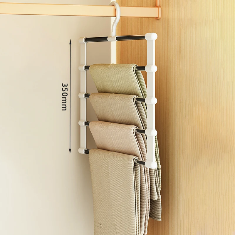 1PC Portable Ladder Trouser Hanging Trouser Rack Multifunctional Folding Trouser Rack Stainless Steel Trouser Hanging Rack