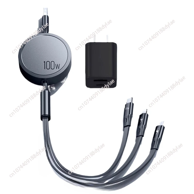 

100w charger fast charging, suitable for Huawei laptop, mobile phone car usb one-to-three data cable three-in-one