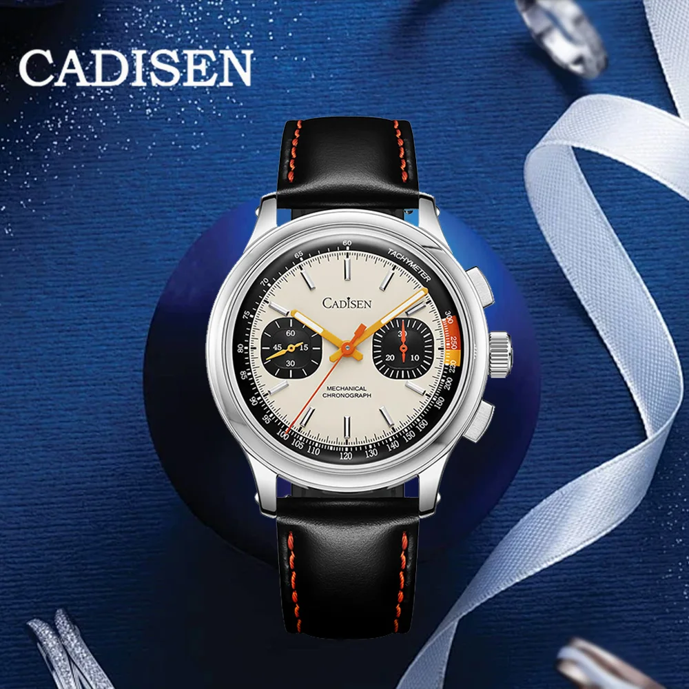 

2025 design yellow dial men's business quartz watch top sapphire mirror ST1900 casual men's chronograph 100M waterproof luminous