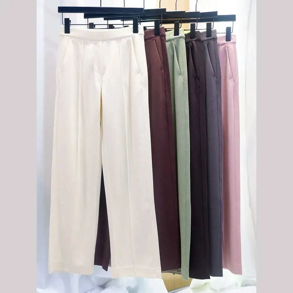 

Women S Mid Rise Straight Leg Dress Pants Modal Air Layer Slim Fit Office Trousers With Center Crease