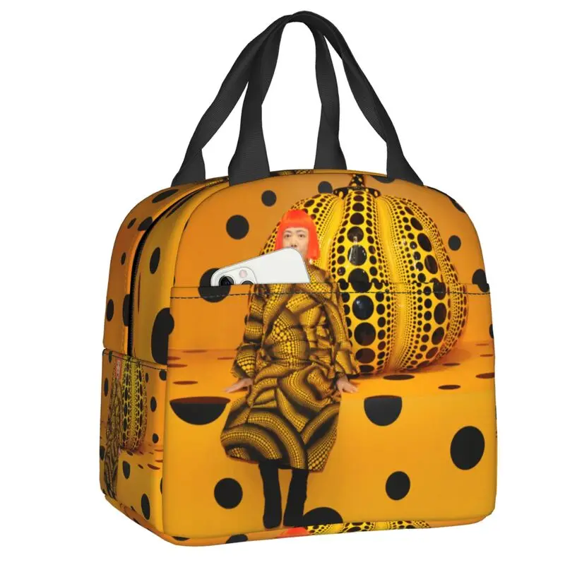 Custom Yayoi Kusama Pumkin Insulated Lunch Bags for Women Abstract Art Portable Cooler Thermal Bento Box Kids School Children