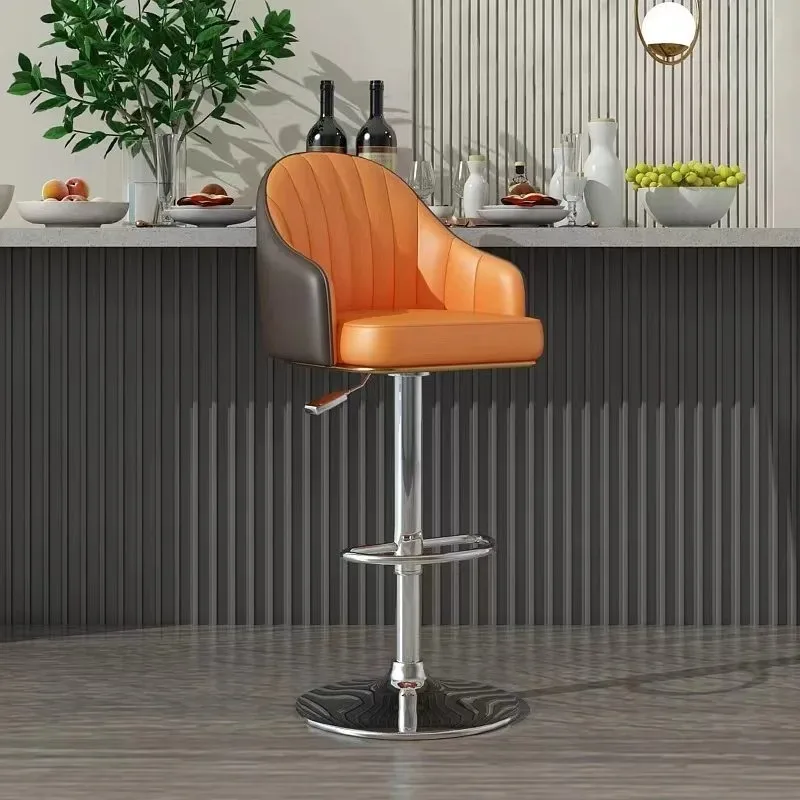 Silla de bar nórdica de metal, moderna, con respaldo, cómoda, giratoria, para interiores, Sillas Para Barra Alta, muebles nórdicos