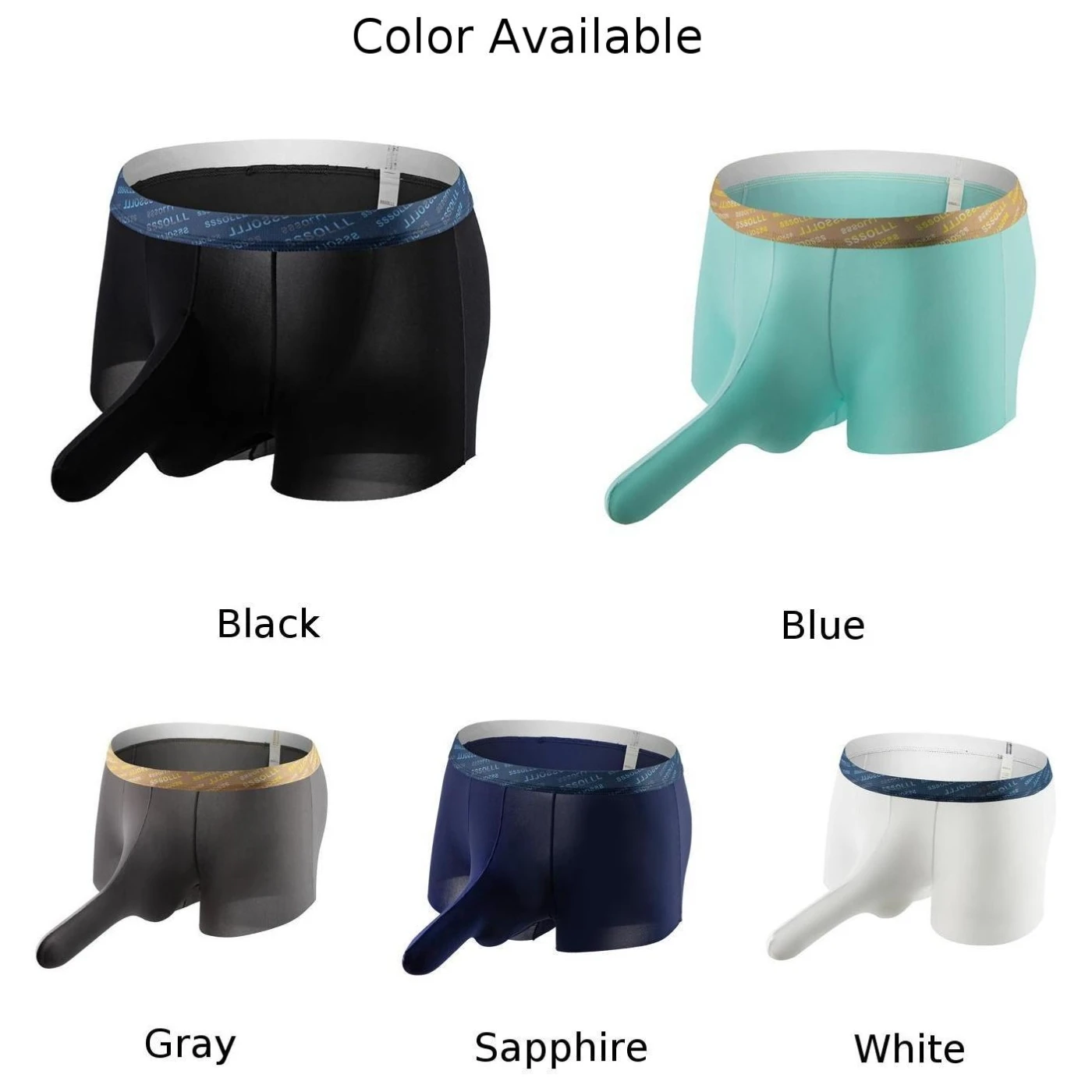 الرجال الملابس الداخلية Boxershorts تنفس مطاطا الفيل الأنف المثيرة الملابس الداخلية الجليد الحرير طويل شبكة سراويل سلس