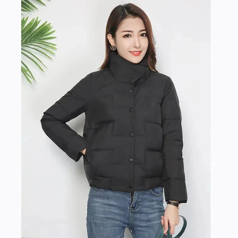 Winter 2025New Korean Collar Down Cotton-Padded Jacket Female Short Parkas Loose Warm Cotton Padded Coat Frivolous Women Outwear