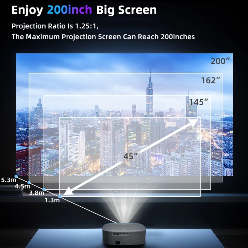 YG691 4K Projector Full HD 1080P 800 ANSI Lumens Android 9.0 WiFi 6 Video Home Theater Projector Auto Focus/Keystone Correction