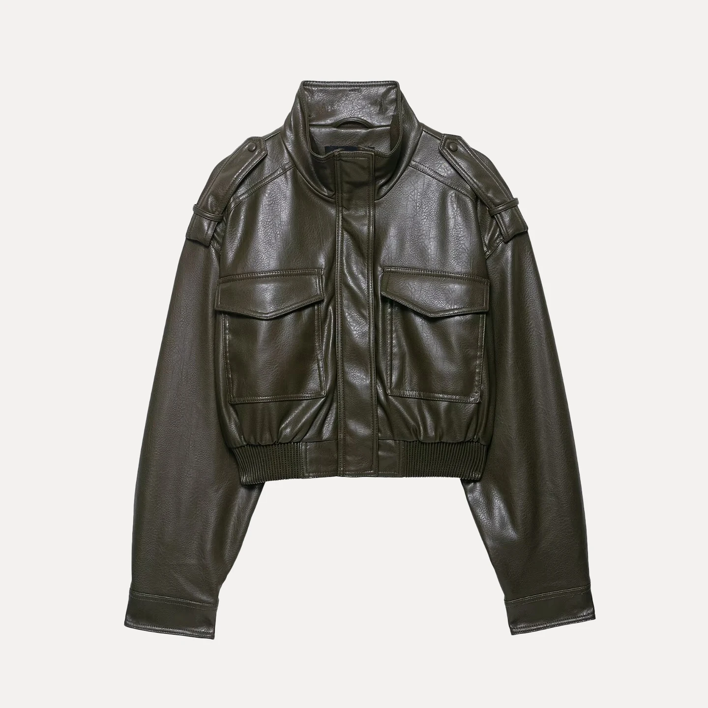 Z 2025 جديد Faion ort جلد Jaet المرأة ملابس خارجية شخصية غير رسمية سستة إغلاق طويل Sve تخفيف Sle