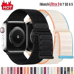 Nylon Strap for Apple Watch Band 44mm 45mm 49mm 41mm 40mm 42mm 38mm Adjustable Elastic Bracelet IWatch Ultra Series 3 4 5 SE 678