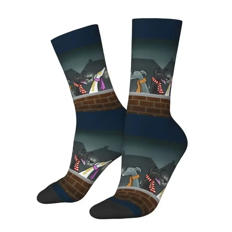 Greyhound The Gathering Dress Socks Men Women Warm Fashion Novelty Sighthound Whippet Dog Crew Socks