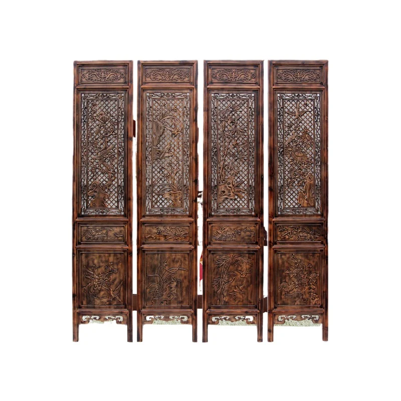 Screen partition, living room, bedroom, foyer, room entrance, Chinese-style solid wood folding movable