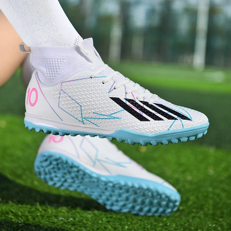 High-top football shoes men\'s broken nails tf spikes ag adult teenagers students grass anti-slip football training shoes