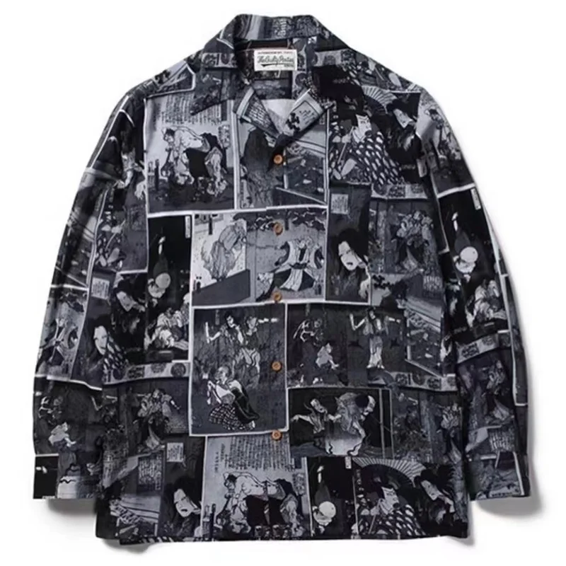 New WACKO MARIA Numerous styles Shirts Trendy Brand Cuban collar Casual Retro Hip Hop Mens Womens Long Sleeve Shirts