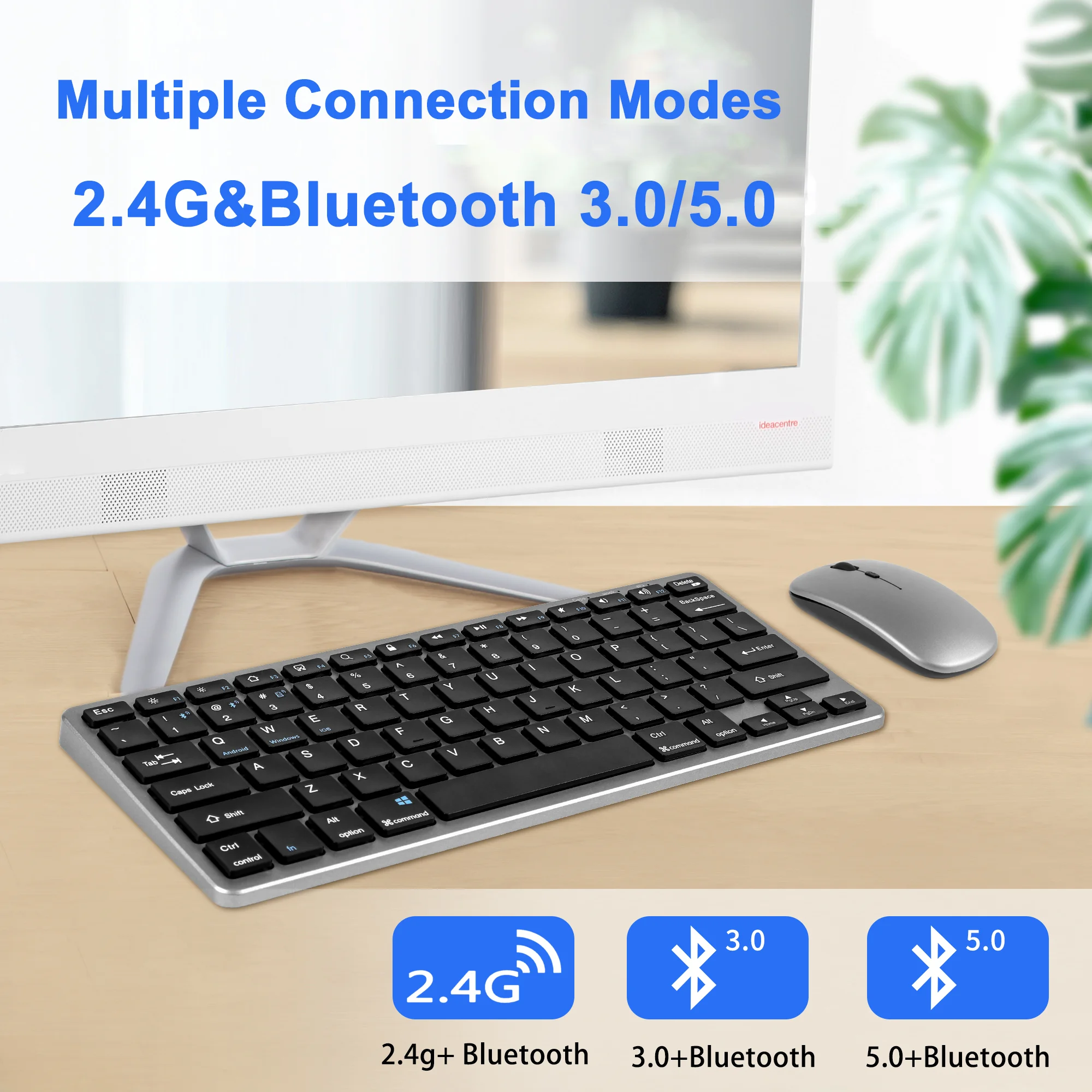 

2.4G Wireless Keyboard Mouse Combo Set Mini Multimedia 3 Modes Bluetooth Keyboard and Mouse Kit For Macbook LaptoP ipad Tablet