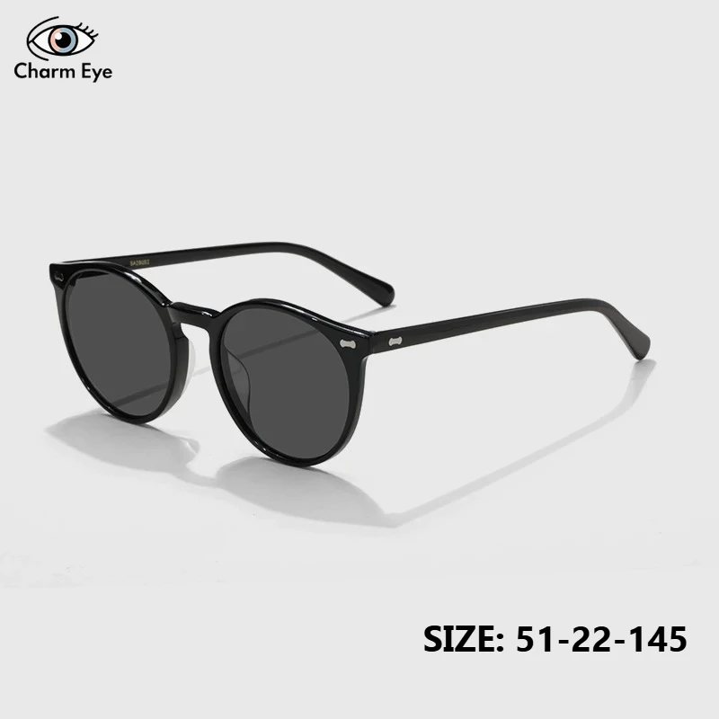 New Women's Round Black Sunglasses Top Hand crafted Acetate Classic Retro Outdoor Fashion Women's UV400 Protective Sun glasses