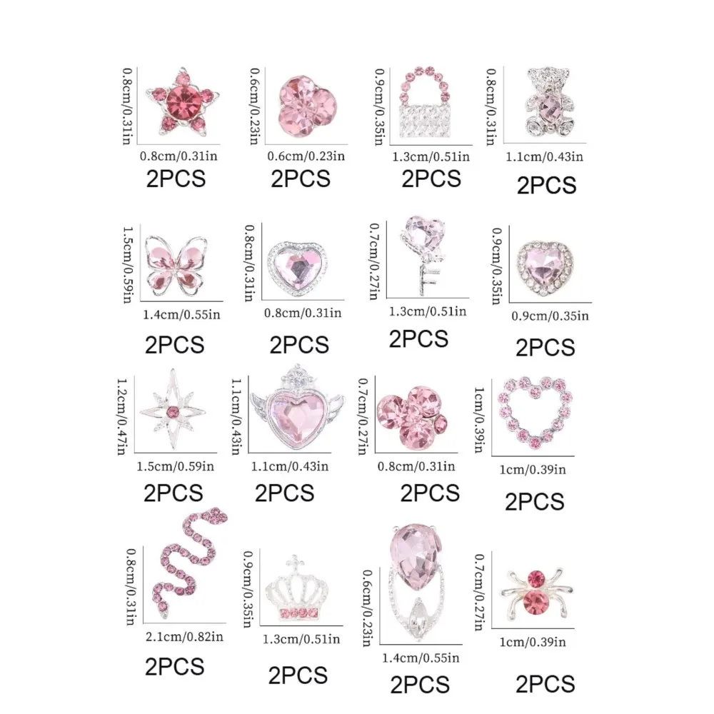 Breloques pour ongles en alliage mixte, strass, Y2K, papillon, cœur, étoile, nœud papillon, gemmes brillantes, bijoux de luxe, décoration Nail Art, 24/32 pièces