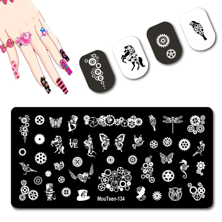 Butterfly Gear Stamping Plate Dragonfly Stamping Plate Mechanical Gear Nail Stamp Plates #134