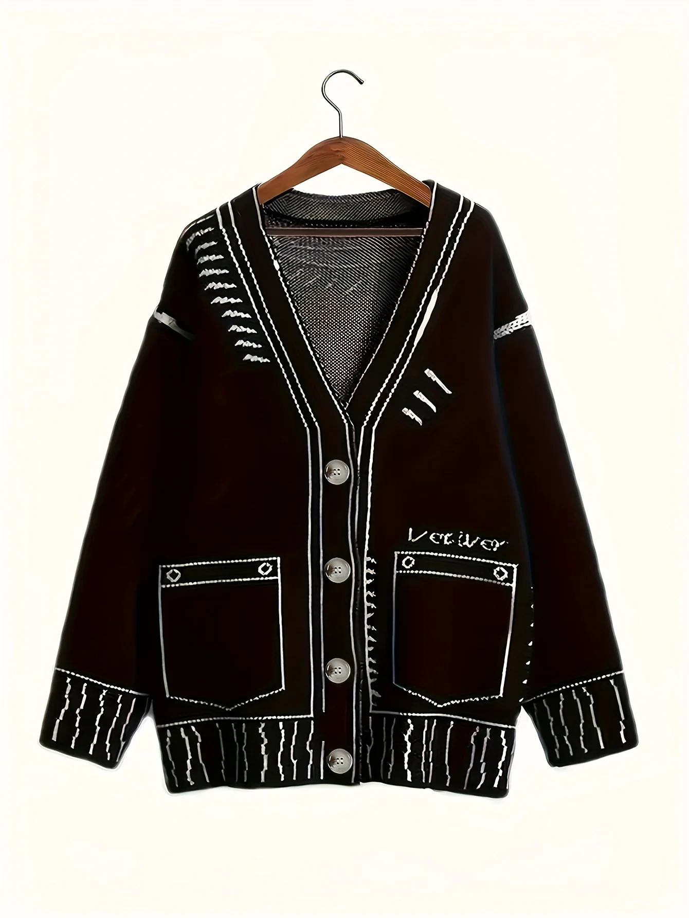 حجم كبير المرأة زر متابعة سترة الخريف الشتاء غرامة خط نمط متماسكة معطف ملابس خارجية أنيقة لخريف 2025 #6