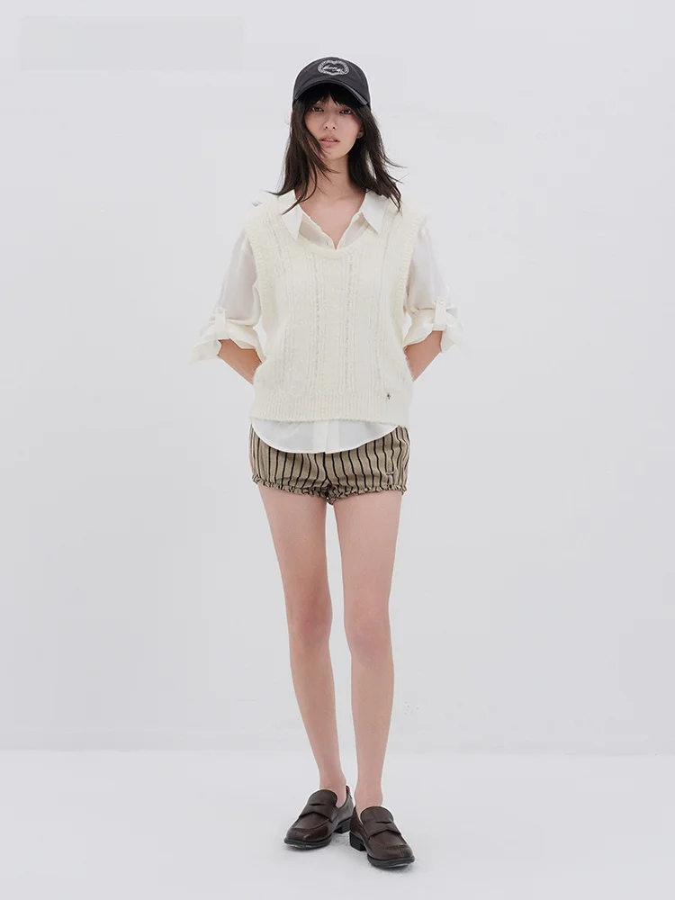 

Вязаный жилет Moonmoi Lazy Special Camere с U-образным вырезом, мягкий на ощупь, повседневный, свободного кроя, из смеси полиэстера, нейлона и спандекса