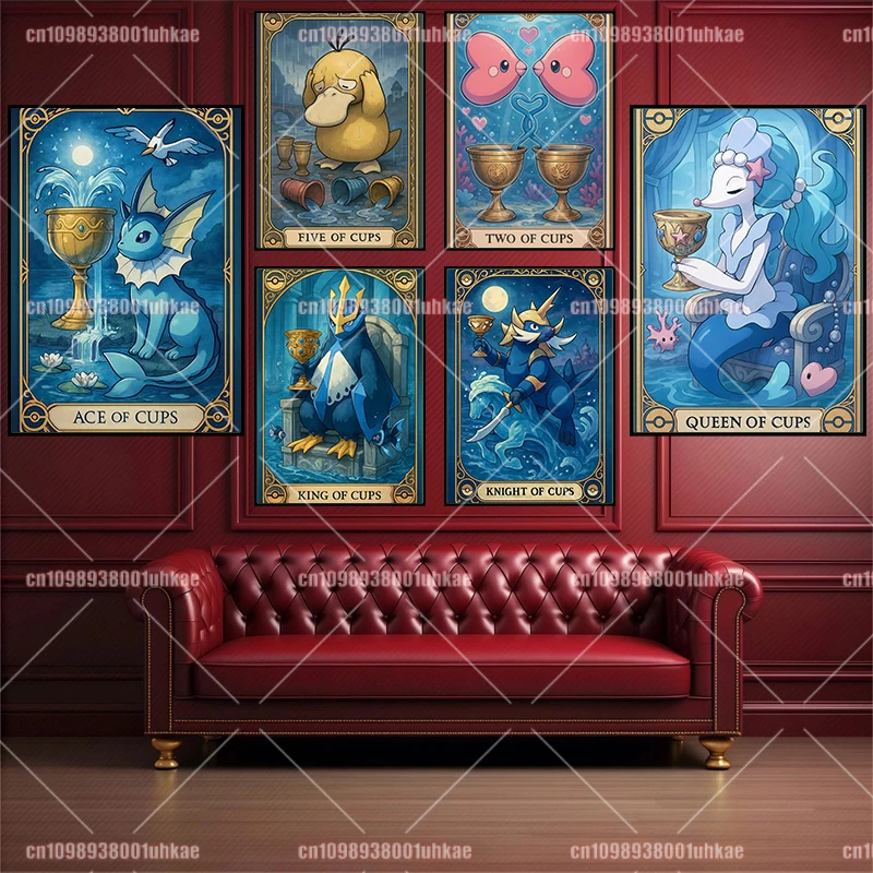 

Anime Pokemon Eevee Milotic Psyduck Squirtle Cute Style Art Poster Comic Illustration Canvas Painting Interior Decoration Gift