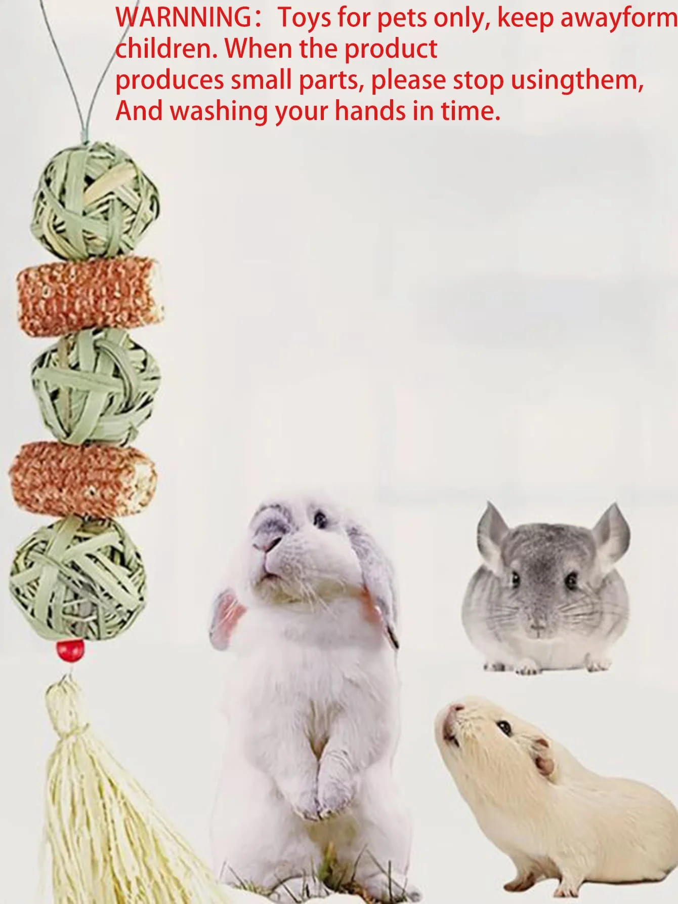 1PC-Pet rabbit grass woven ball hanging string rabbit grinding toy view 3