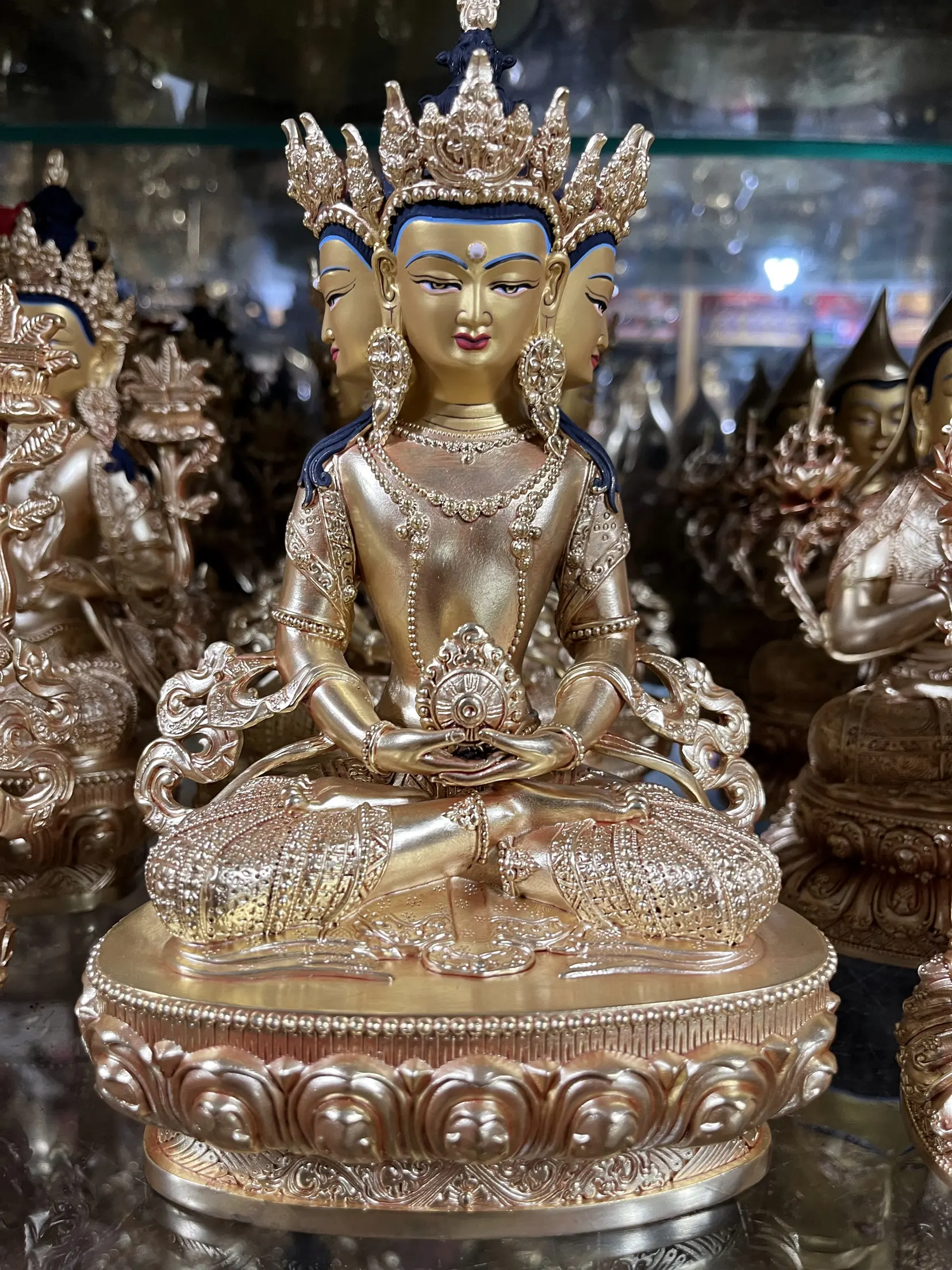 7 inch Xizang Tantra pure copper gilt big day Buddha statue household temple hall Buddha statue ornament