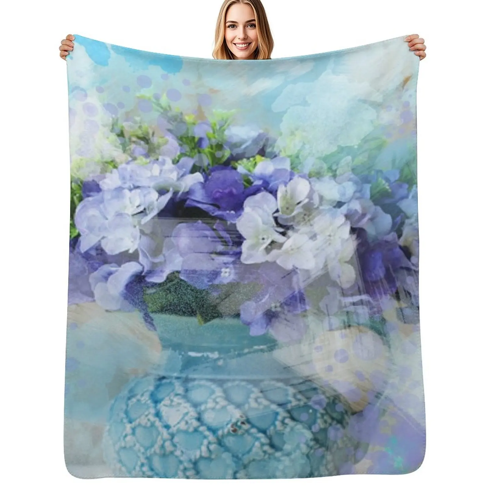 

shabby chic french country blue purple iris flower Throw Blanket christmas decoration Baby Sleeping Bag Blanket