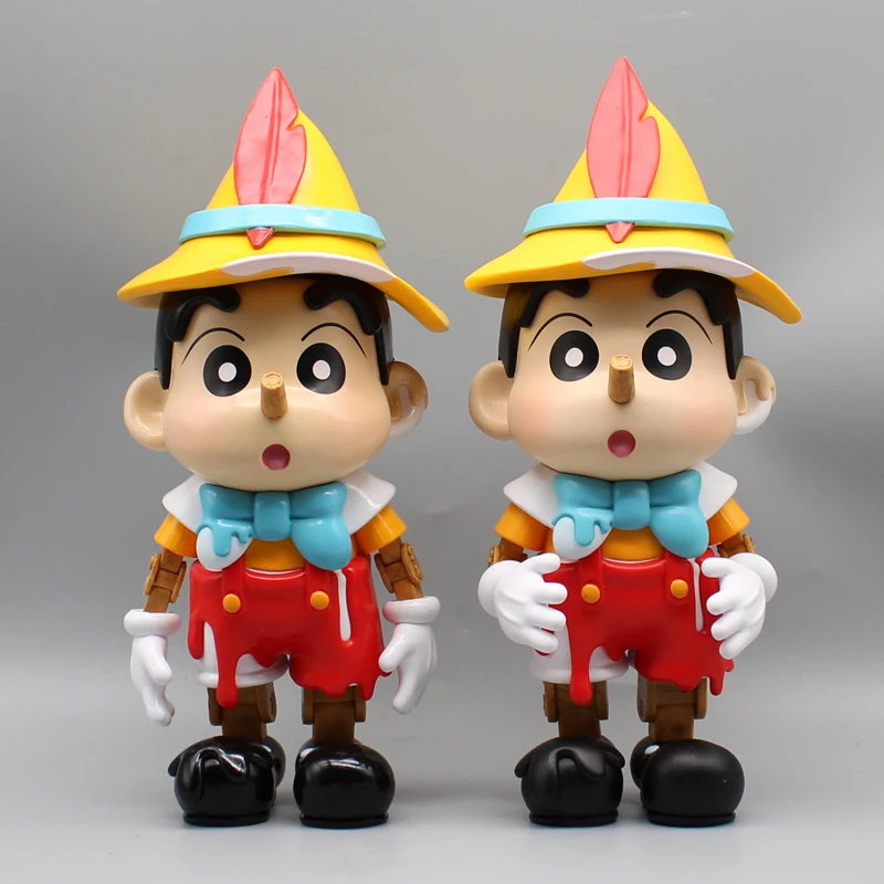 Kredka Shin-chan Anime figurka pinokio Shin-chan 28cm figurki figurka z pcv posąg Model kolekcjonerski dekoracja zabawki dla dzieci