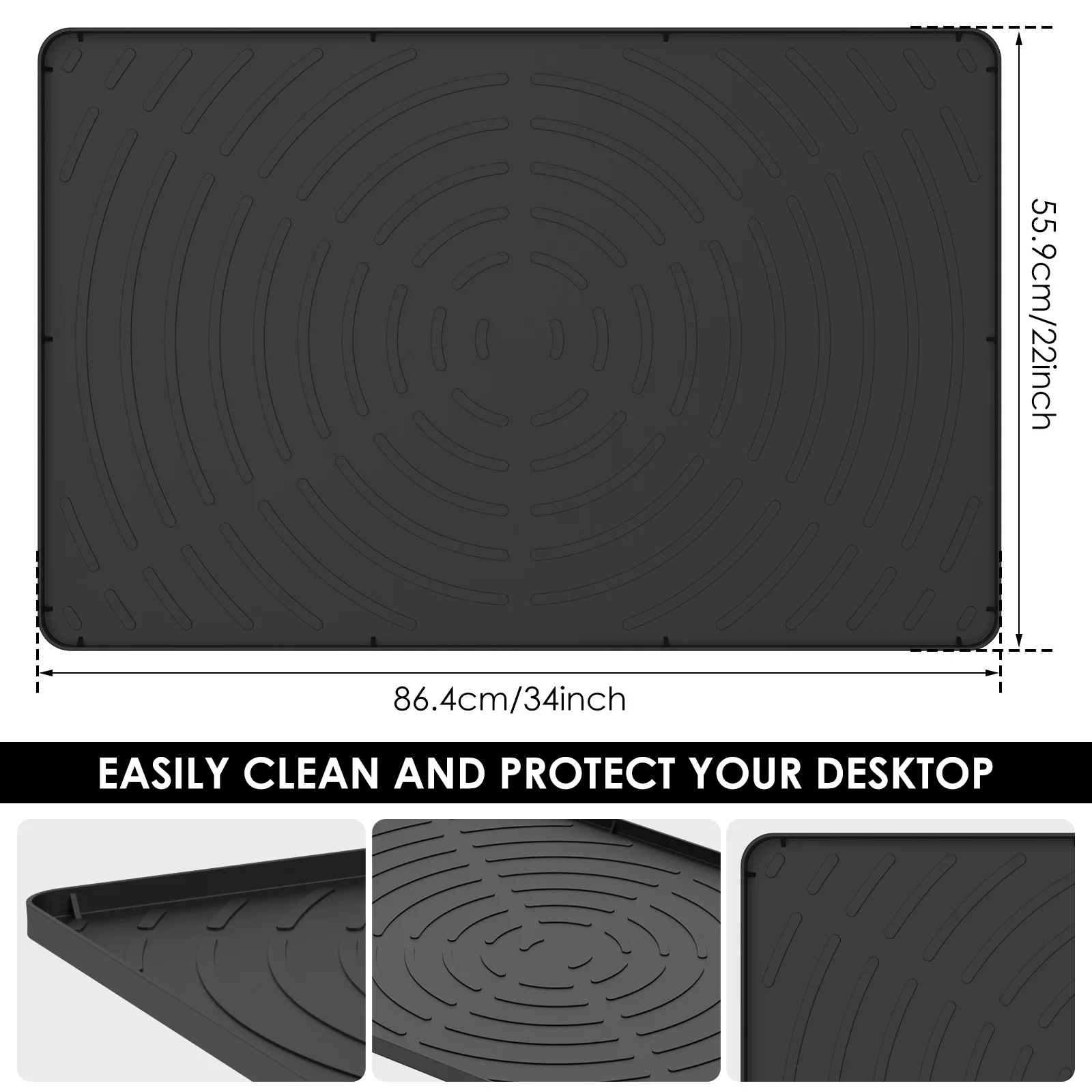 Silicone Mat Under Sink Mat Waterproof Sink Protector Flexible Kitchen Drip Tray Cabinet Pad Desktop Decor Placemat Bathroom Mat