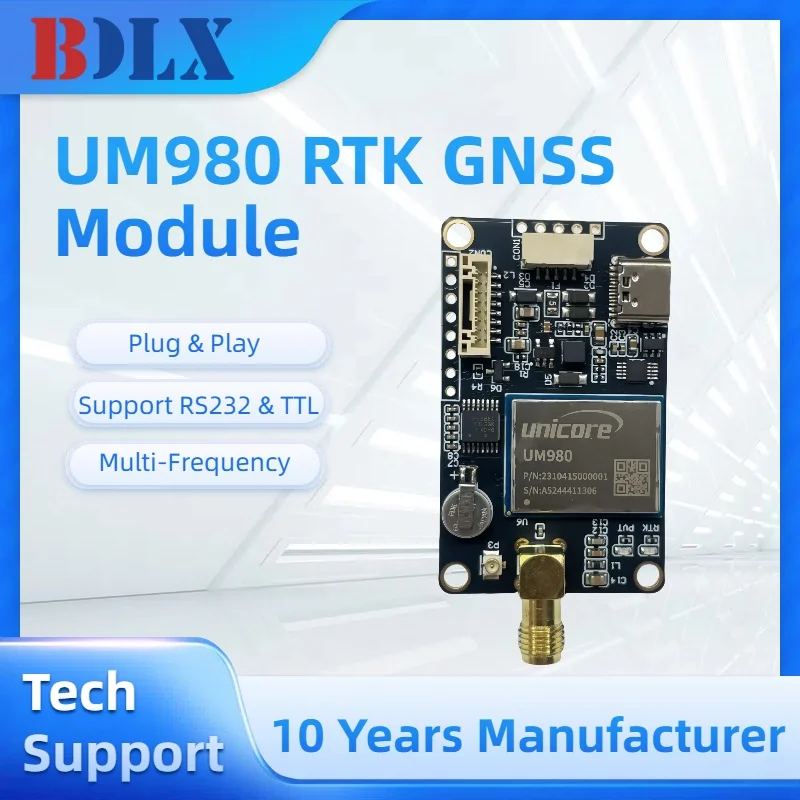 UM980 RTK GNSS Module Multi-Band GPS/BDS/GLONASS/Galileo for Drones Surveying High Accuracy Base Rover Replacement for ZED-F9P