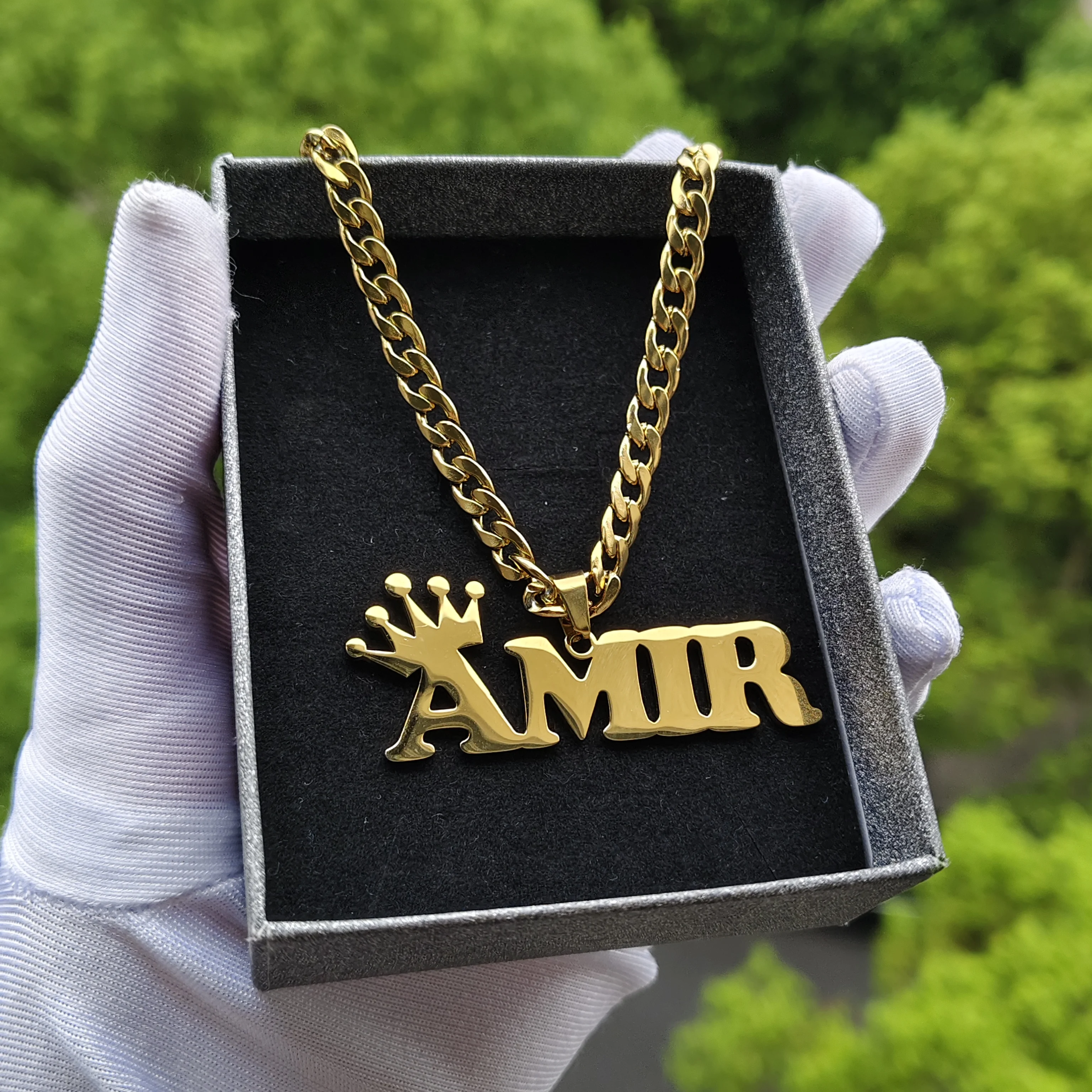 

DHQH New Customized Name Pendant Necklace Personalized Letter Crown Pendant Necklace Valentine's Day Gift Factory Direct Sales
