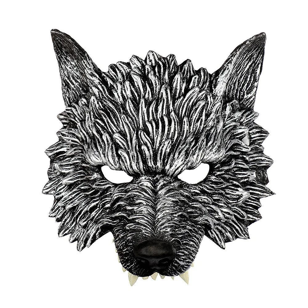 Horror Wolf Mask Cosplay Animal 3D Half Face Pu Foam Masks Halloween Carnival Masquerade Costume Props For Kids and Adult