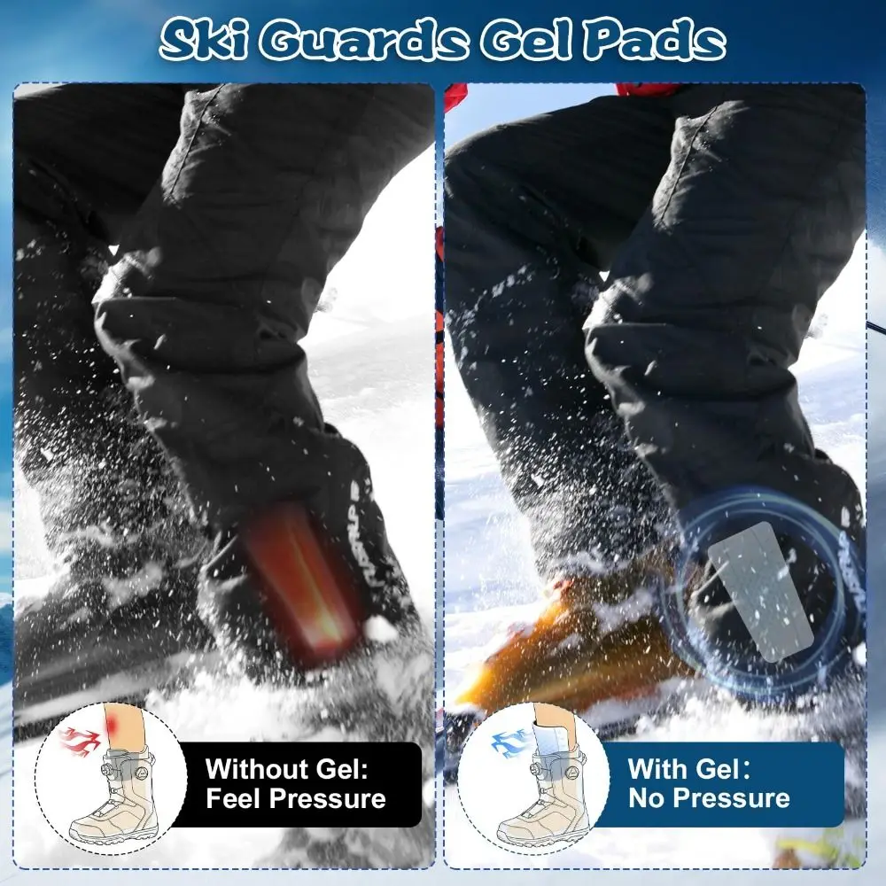 Professional Flexible Ski Shin Guards Shock Absorption Reusable Shin Pads Washable Boot Liners Skiing Equipment view 4