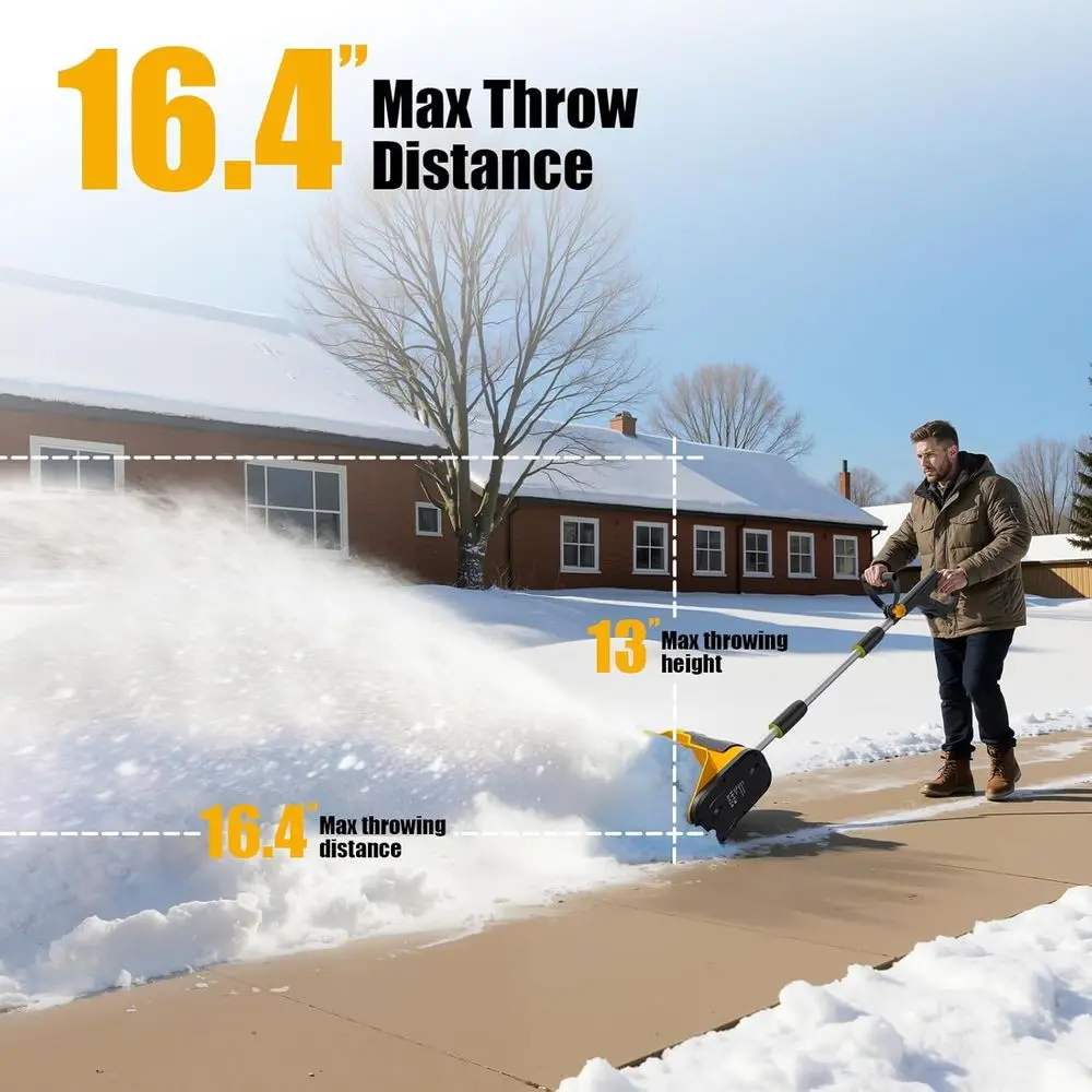 منفاخ ثلج كهربائي 12 لاسلكيًا مع رمي 20 قدم، مقبض قابل للتعديل، مفتاح أمان للممر، سطح السفينة، الفناء، الخطوات #3