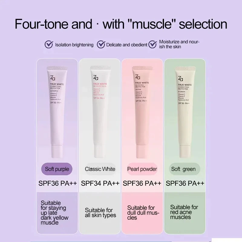 Za True Isolating cream concealer makeup whitening three in one sunscreen moisturizing Face Primer Invisible Pore BB Cream