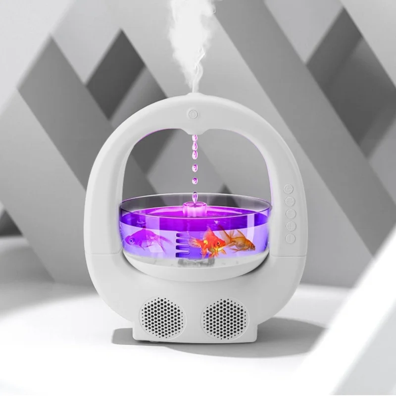 Anti Gravity Humidifier Cool Mist Desktop Humidifier White Noise High Mist Humidifier With Fish Tank Ambient Light Dual Speaker