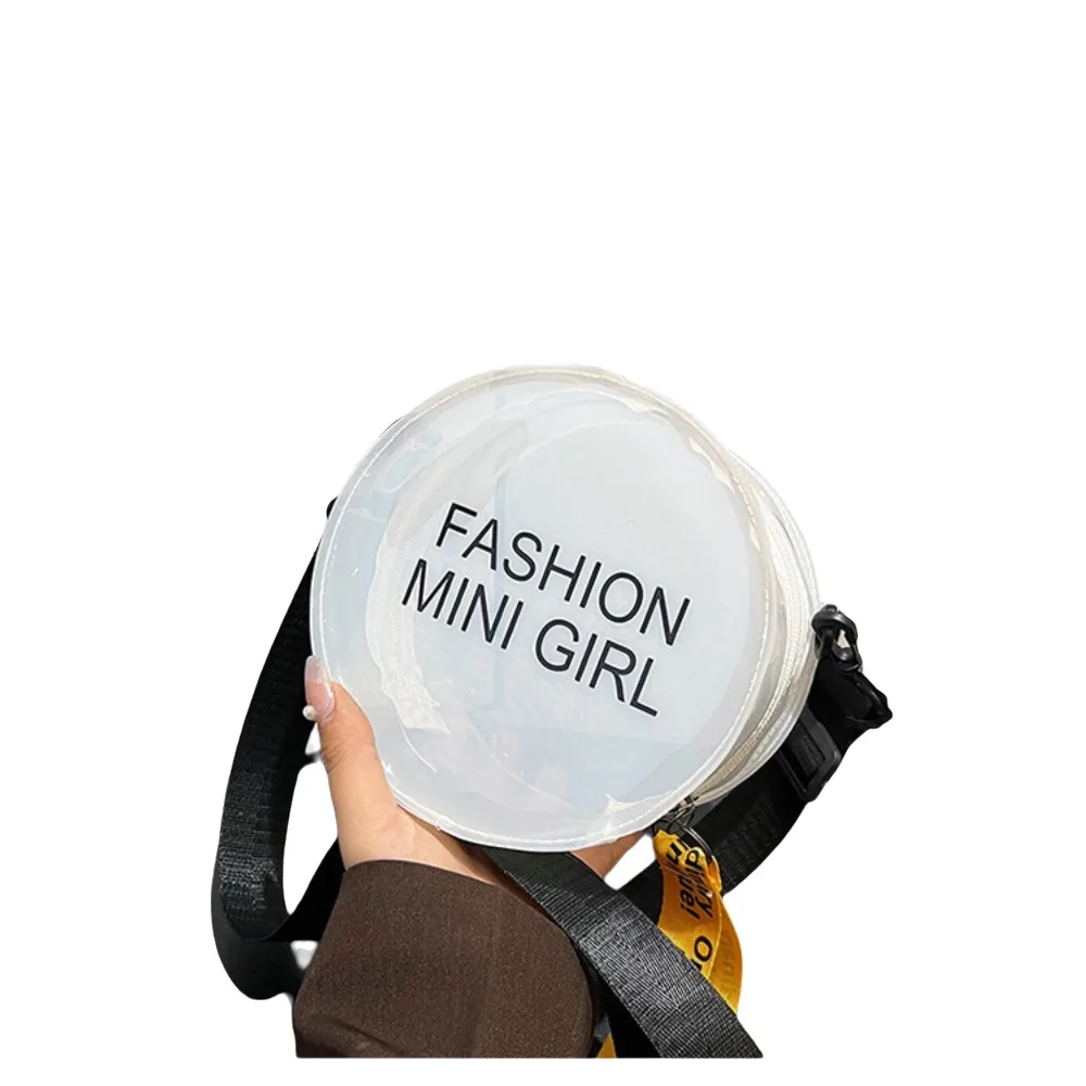 

The Water-Sprinkling Festival Jelly Letter Crossbody Bag PVC Mini Round Toilet Bag Waterproof Large Capacity